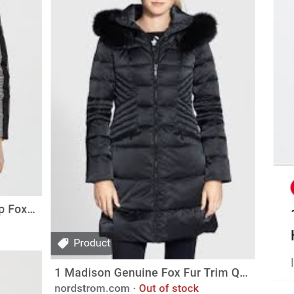 1 MADISON genuine fox trim quilted down coat M